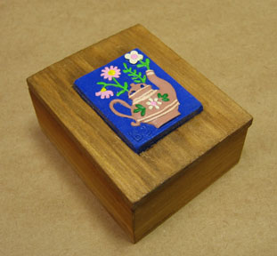 Decorative Wooden Boxes - Hand Painted Ceramic Lid